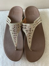 FIT FLOP real suede ladies beige toe post flip flop size 8/42