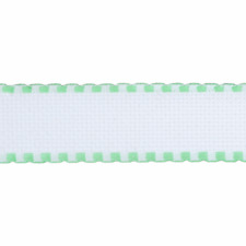 Aida Band: 16 Count: 1m x 50mm: White/Mint Green Edging 
