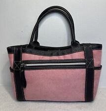 Victorias Secret Faux Leather Suede Effect Tote Bag Pink & Brown Small Handles