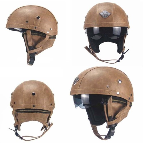 Leather open face - open,