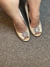 Peep Toe Ivory Bridal High Heel Shoes With Gems UK Size 8 EU 42