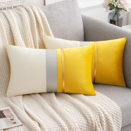 Yellow cushion cover - cushion,