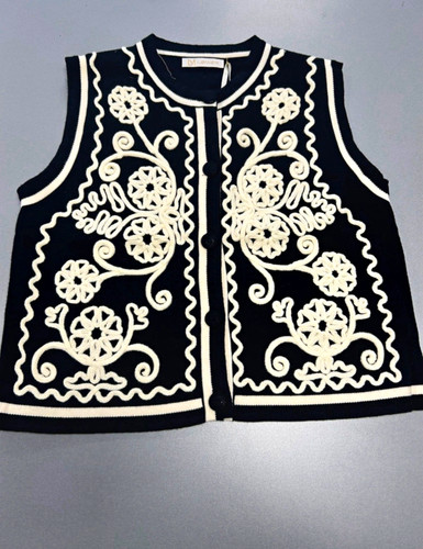 42in black wool knit - black,