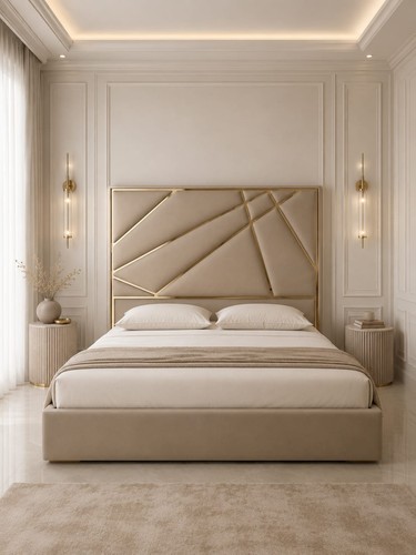 Cream velvet double - cream, bedframe