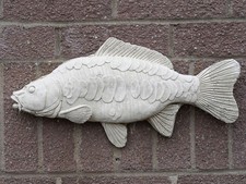 Large Mirror Carp Plaque Stone Statue Hanging Angling Outdoor Garden Ornament