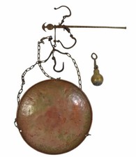 Antique Brass & Copper Hanging Balance Scale Inc Weight