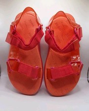 MELISSA Rider Sandals Flats Uk Size 4 Red with adjustable clear strap