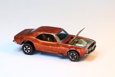 Vintage 1967 Hot Wheels Redline Custom Camaro Hong Kong Orange Opening Hood