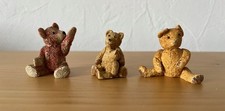 3 small resin teddy bears, over 20 years old