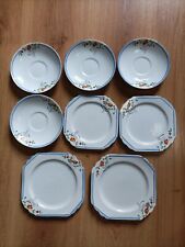 Vintage Heathcote Bone China Art Deco Plates Cake Plate Teacup Saucers 