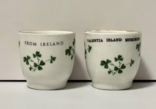 Vintage Egg Cup x 2 1960s Pottery Carrigaline Cork Shamrock Irish Valentia RARE