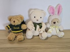 Harrods Teddy Bear Plush Soft Toy Bundle Bunny Rabbit + 2 Bears 8" Tall. X3