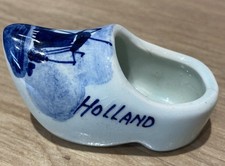 Vintage Delft Hand Painted Blue Windmill Ceramic Mini Clog Shoe Holland