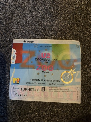 Zooropa 1993 concert - u2, ticket
