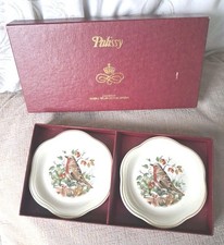 Palissy Royal Worcester Spode Trinket Dishes, Set of 2 Boxed Robin 10cm Unused 