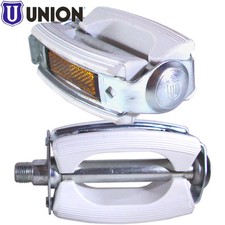 UNION VINTAGE PEDAL WHITE BIKE MOPED MOTORCYCLE RETRO CLASSIC 9/16" FLAT SOLEX