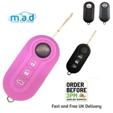PINK Silicone car key cover case shell for Fiat 500 Punto Panda Bravo 3 button