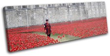 Tower of London Remembers Poppies War City SINGLE CANVAS WALL ART Picture Print