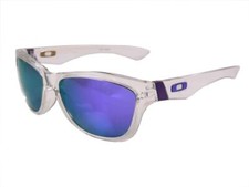 OAKLEY SUNGLASSES JUPITER POLISHED CLEAR FRAME VIOLET IRIDIUM LENSES NEW LAST 1
