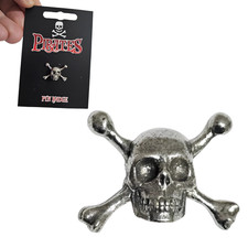 Skull crossbones pewter - pewter, pin