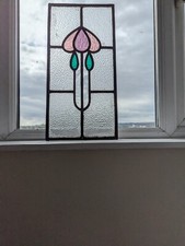 Decorative Renovated  Edwardian Compact Stained Glass Window Panel