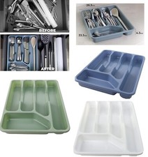 Plastic Cutlery 5Compartment Tray Organiser Rack Utensils Spoons Kitchen Drawer
