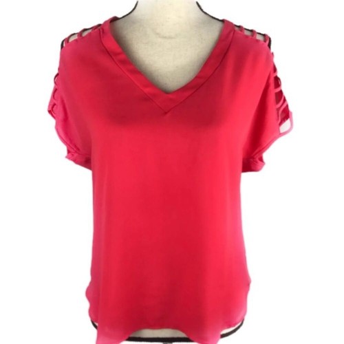 Lily star pink neck blouse - pink,