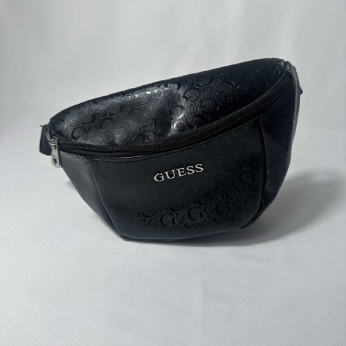 Guess black monogram logo bum - black,