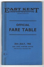 East Kent Official Fare Table Booklet - 25th July 1965