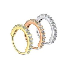 Surgical Diamante Septum Nose Ring Helix Earrings Crystal Hoop Segment Piercing