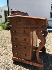 Victorian 19thC Burr Elm Or Walnut Davenport Desk