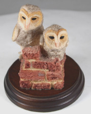 Small Owl Ornament / Figurine "Barn Owl Chicks" by Collectible World Studios