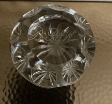 VINTAGE TUTBURY GEORGIAN CRYSTAL - D.R.W. INITIALS ENGRAVED - GLASS PAPERWEIGHT