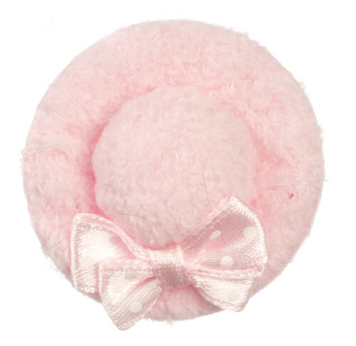 Pink velvet hat dolls house - pink,