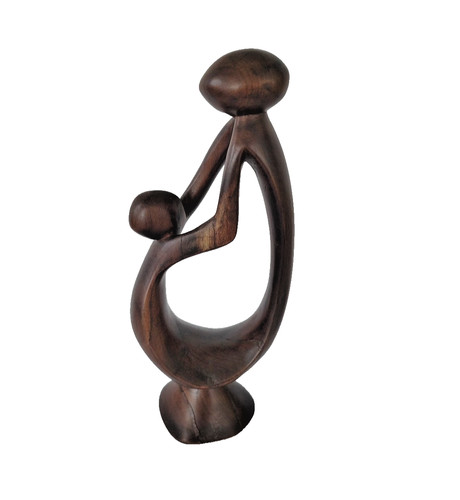 Wooden treen statue - wooden, mother