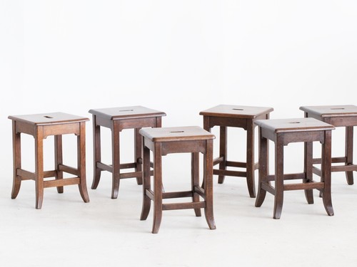 Oak lab stools - mid, 20th