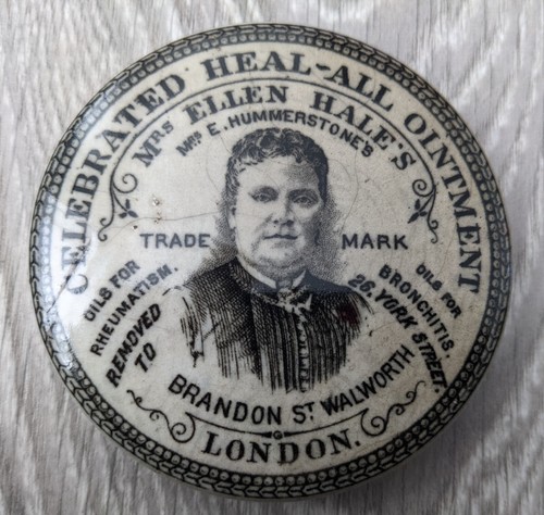 Ointment pot lid mrs ellen - ,