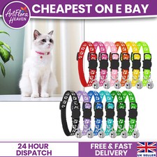 12x Safety Release Kitten Collar Quick Release Reflective Bell Cat Collar Hi Vis