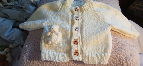 Hand knitted baby cardigan - hand,