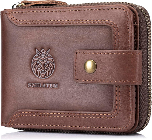 Genuine leather zipper wallet - genuine,