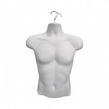 White Male Hanging Half Body Form Matt Plastic Display Torso Mannequin