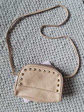 Primark Rose Beige Faux Leather Stud Detail Small Shoudler Bag Handbag Party