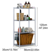 4-Tier Stainless Steel Storage Shelf - Wire Rack for Kitchen and Office Use