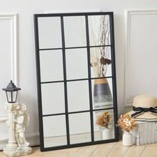 Retro Industrial Style Black Metal Window Style Metal Frame Wall Mirror Decor