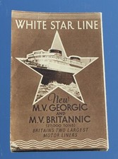WHITE STAR LINE BRITANNIC GEORGIC UNUSUAL ART DECO MINI FOLDOUT FLIER C-1930