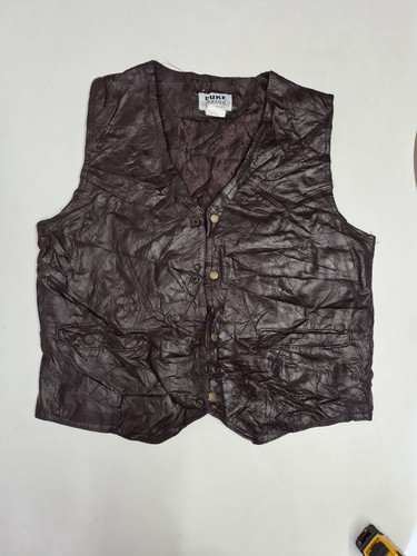 Vintage leather waistcoat - , 42"