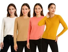 Ladies Crew Neck Jumper Ex High Street Soft Knit Long Sleeve Casual Top RRP £18