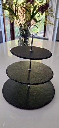 Tier black slate cake stand - black,