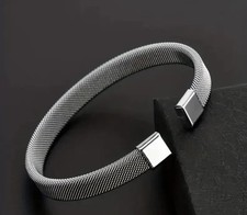 14K White Gold Open Bangle