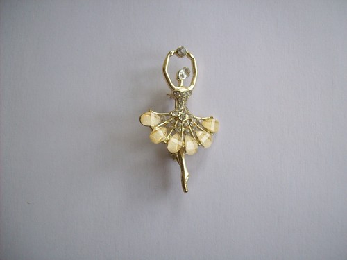 Gold tone ballerina - tone, brooch